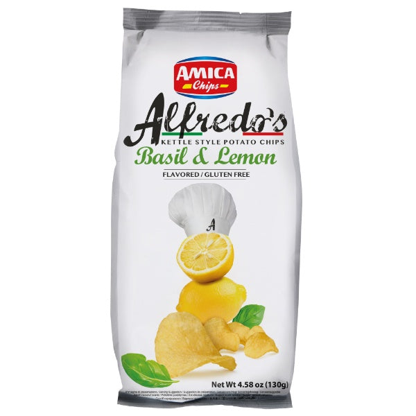 Amica Alfredo's Chips Lime & Basil in der 130g Verpackung