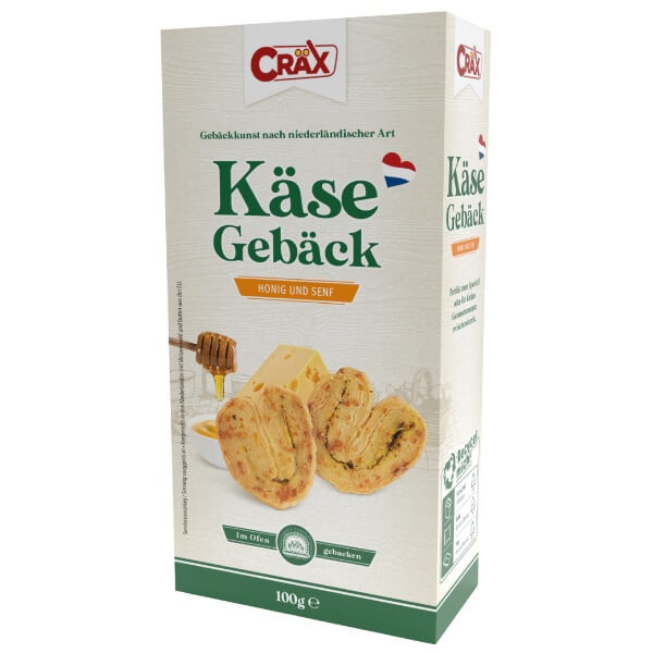 Cräx Käse Blätterteiggebäck mit Senf & Honig in der 100g Verpackung