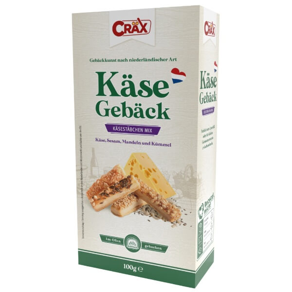 Cräx Käse Blätterteigstangen 3 Körner Mix in der 100g Verpackung