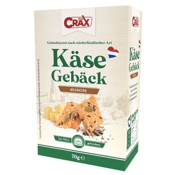 Cräx Käse Cracker mit Körnern in der 70g Verpackung