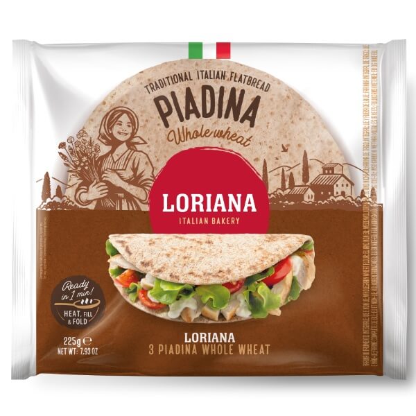 Loriana Piadina Whole Wheat Vollkornweizen Fladenbrot in der 225g Verpackung