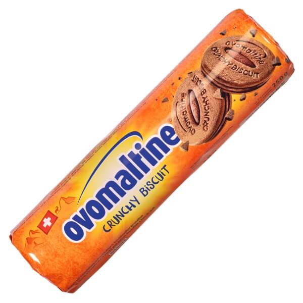 Ovomaltine Crunchy Biskuitkeks mit Schokoladenfüllung in der 250g Verpackung