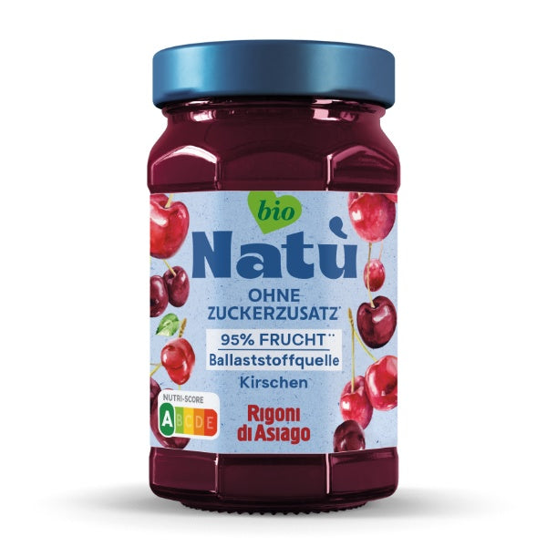 Rigoni di Asiago Natù Bio Kirsch Marmelade ohne Zuckerzusatz im 240g Glas
