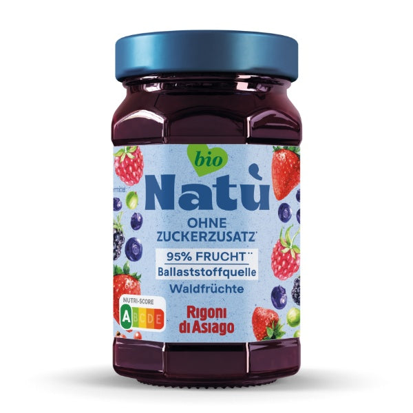 Rigoni di Asiago Natù Bio Waldfrucht Marmelade ohne Zuckerzusatz im 240g Glas