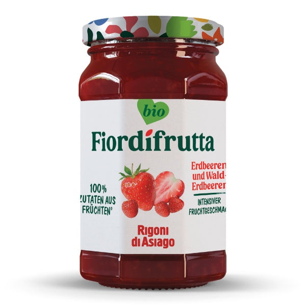 Rigoni di Asiago Fior di frutta Erdbeere und Wald-Erdbeere Marmelade im 250g Glas