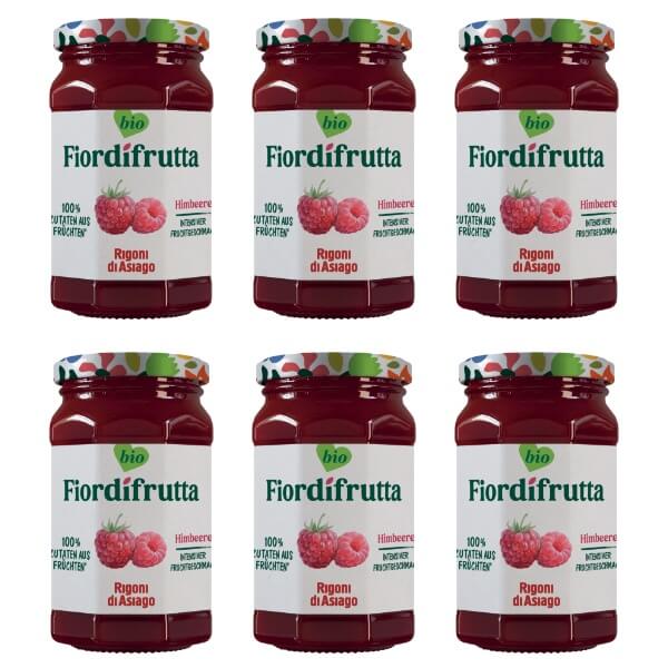Rigoni Fior di frutta Bio Himbeer Marmelade im Set mit 6 Gläsern je 250g