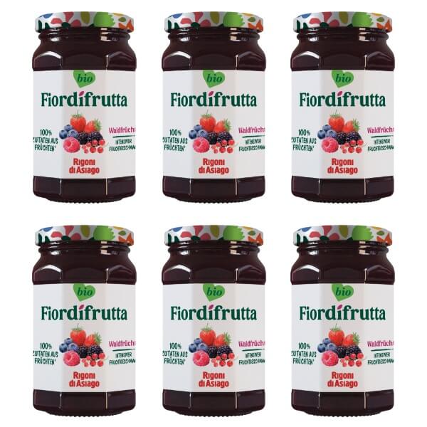 Rigoni Fior di frutta Bio Waldfrüchte Marmelade im Set mit 6 Gläsern je 250g