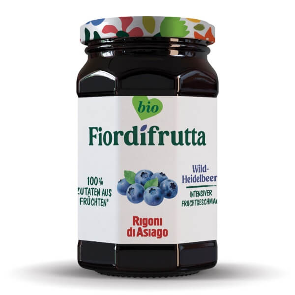 Rigoni di Asiago Fior di frutta Bio Wild Heidelbeer Marmelade im 250g Glas