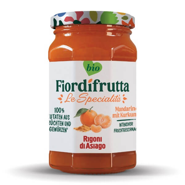 Rigoni di Asiago Fior di frutta Bio Mandarine Kurkuma Marmelade im 260g Glas