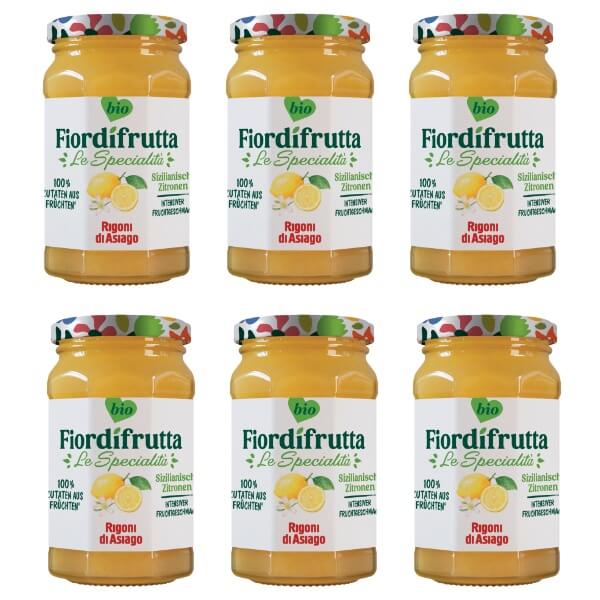 Rigoni Fior di frutta Bio Zitronen Marmelade im Set mit 6 Gläsern je 260g