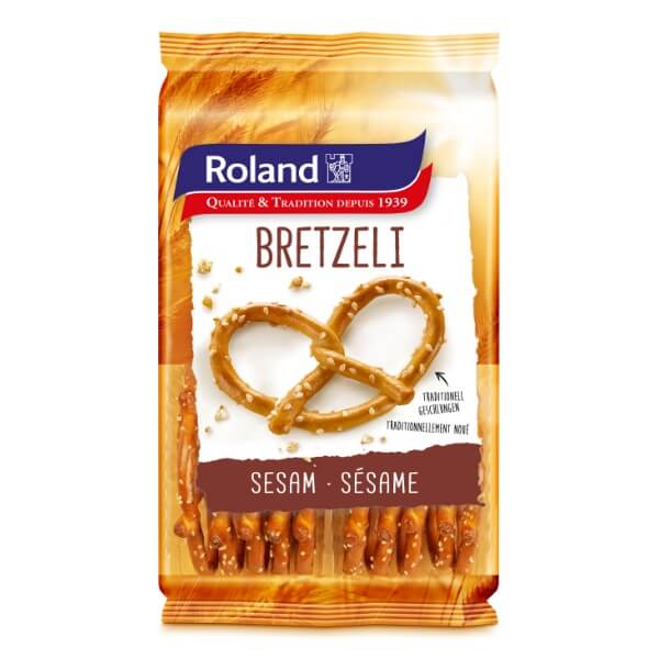 Roland Bretzeli Laugenbrezeln Sesam in der 100g Verpackung