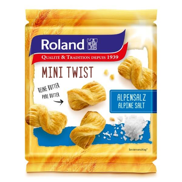 Roland Mini Twist Alpensalz Blätterteigstangen in der 75g Verpackung