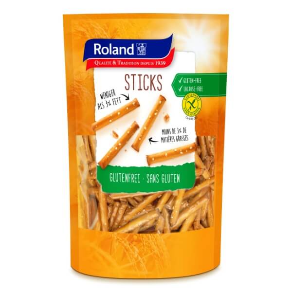 Roland Sticks Glutenfreie Laugengebäck Salzstangen in der 100g Verpackung