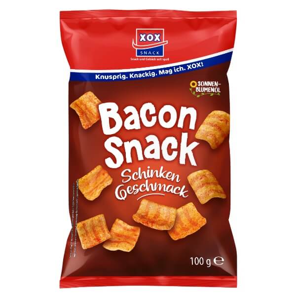 XOX Bacon Snack Chips mit Speck Geschmack in der 100g Verpackung