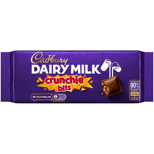 Cadbury Dairy Milk Crunchie Bits Schokoladentafel mit Karamellstückchen in der 180g Verpackung