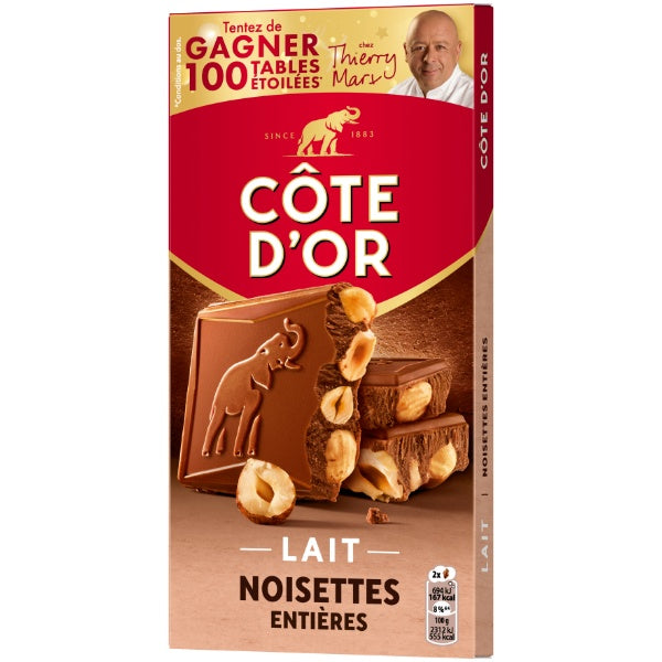 Côte d'Or Bloc Tafelschokolade Lait Noisettes Entières in der 180g Verpackung