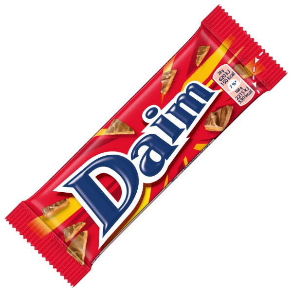 Daim Butter Mandel Karamell Krokant Schokoladenriegel in der 28g Verpackung