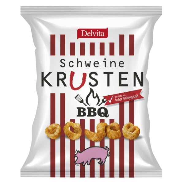 Delvita Schweinekrusten Chips BBQ in der 125g Verpackung