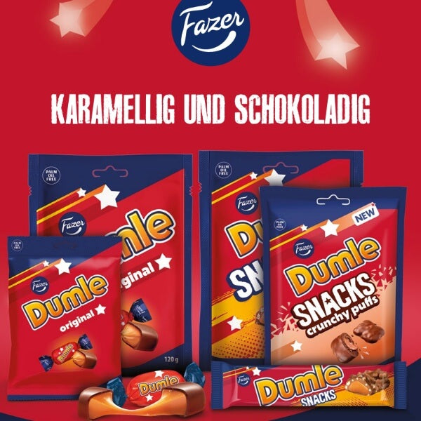 Fazer Dumle Original Schokobonbon gefüllt mit Toffee Karamell - 120g