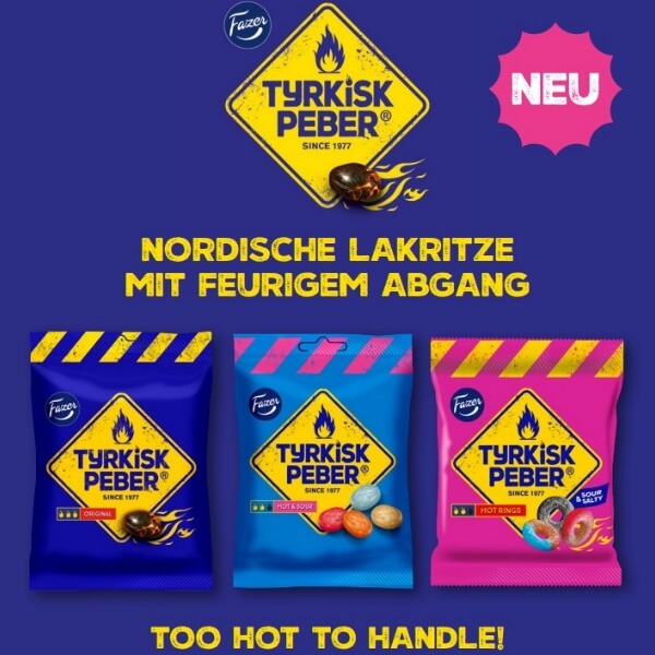 Fazer Tyrkisk Peber Hot & Sour Fruchtdragees mit Lakritzkern - 150g
