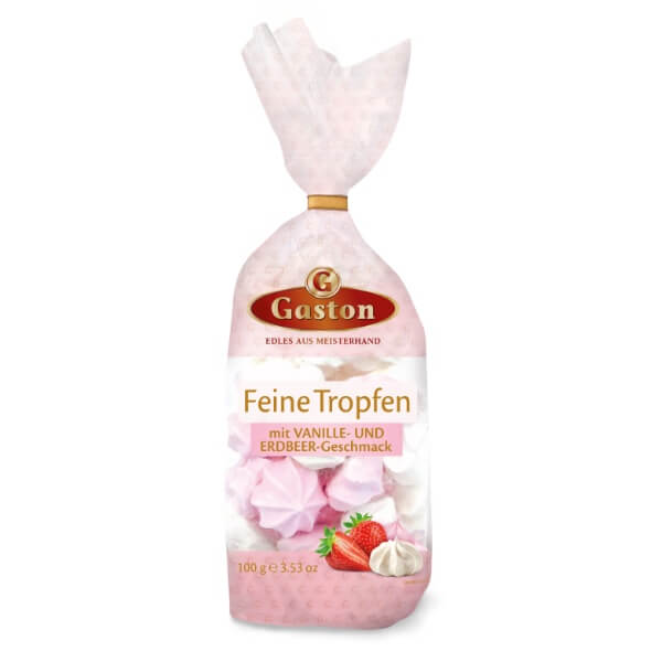 Gaston Baiser Schaumzucker Erdbeer Vanille in der 100g Verpackung