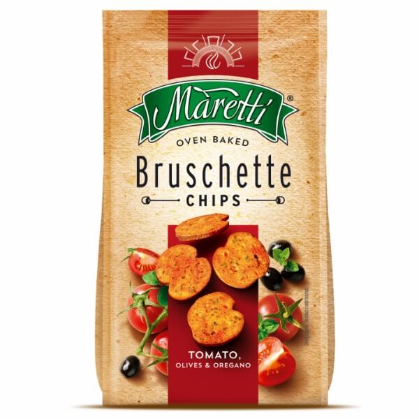 Karton Maretti Bruschette Brotchips Tomato, Olives & Oregano - (14x150g)