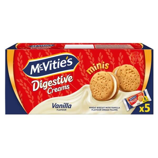 McVitie's Digestive Creams Doppelkeks mit Vanillecremefüllung 5 Packungen mit je 4 Keksen in der 185g Verpackung