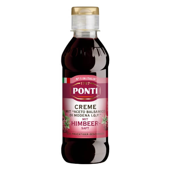 Ponti Essig Creme Aceto Balsamico di Modena mit Himbeersaft in der 250g Flasche