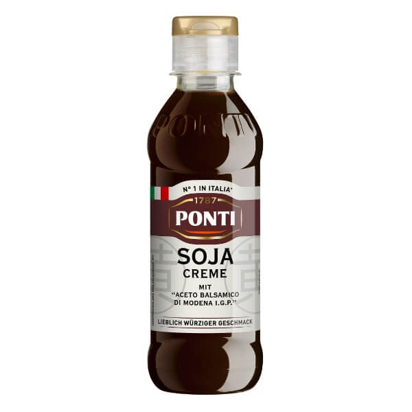 Ponti Soja Essig Creme mit Aceto Balsamico di Modena in der 240g Flasche