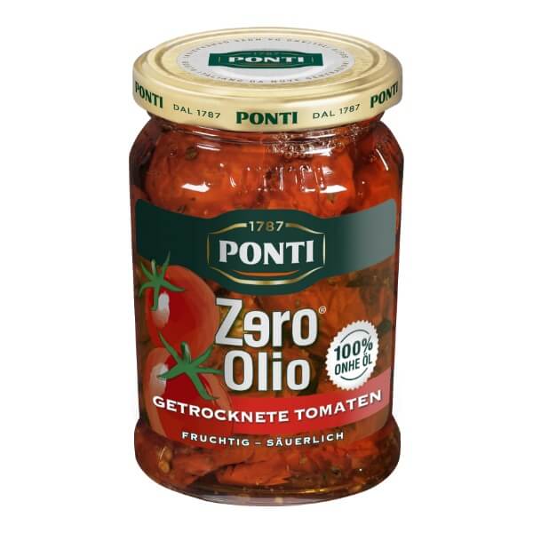 Ponti Zero Olio Eingelegtes Gemüse Getrocknete Tomaten im 300g Glas