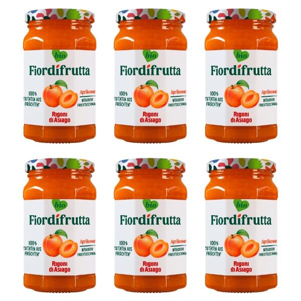Rigoni Fior di frutta Bio Aprikosen Marmelade im Vorteilspack mit 6 Gläsern je 250g