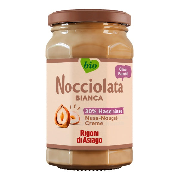 Rigoni di Asiago Nocciolata Bianca Bio Helle Nuss Nougat Creme im 250g Glas