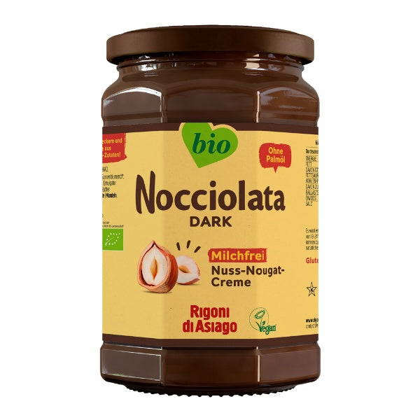 Rigoni di Asiago Nocciolata Dark Bio Milchfreie Schoko Creme im 650g Glas