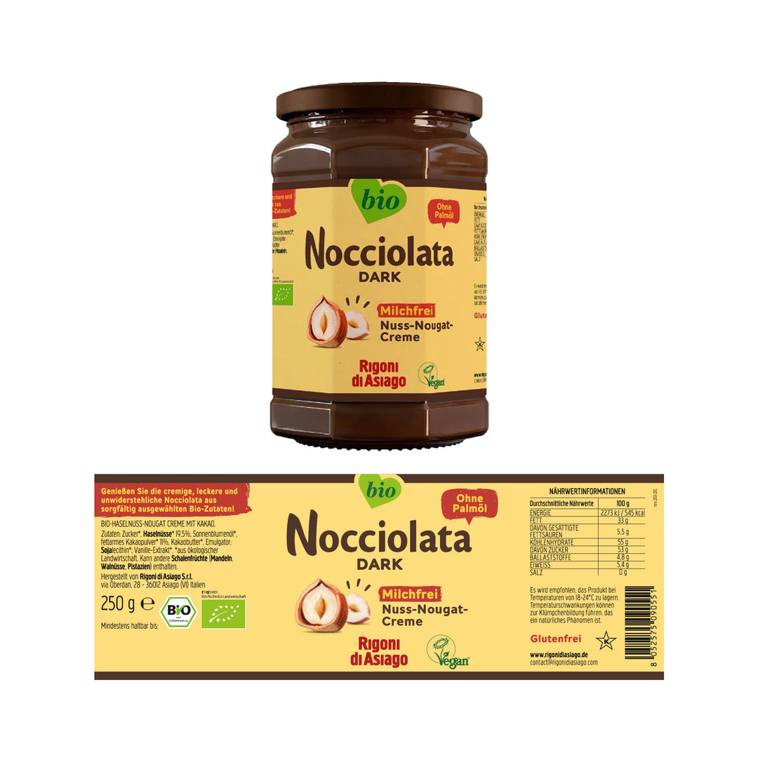 Rigoni di Asiago Nocciolata Dark Bio Milchfreie Schoko Creme - 250g