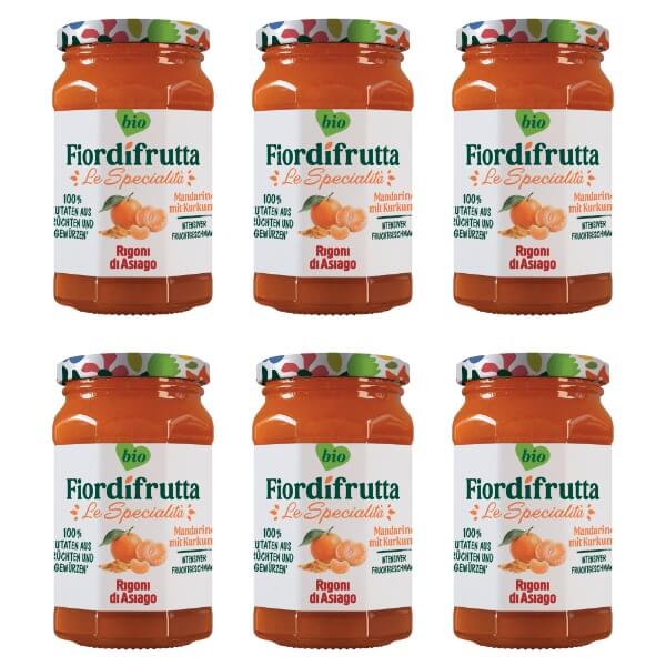Rigoni Fior di frutta Bio Mandarine Kurkuma Marmelade im Vorteilspack mit 6 Gläsern je 260g