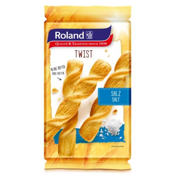 Roland Twist Alpensalz Blätterteigstangen in der 100g Verpackung