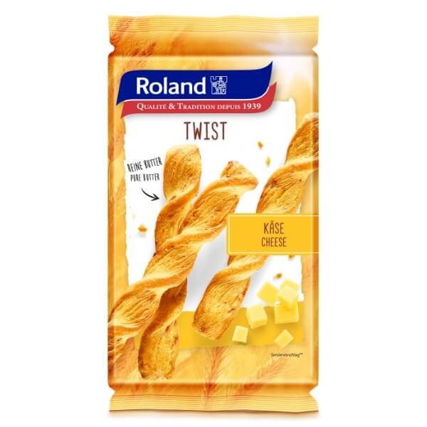 Roland Twist Schweizer Käse Blätterteigstangen in der 100g Verpackung