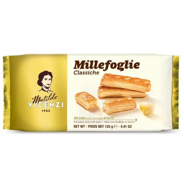 Vicenzi Butter Zucker Blätterteig Stangen Millefoglie Classiche in der 125g Verpackung