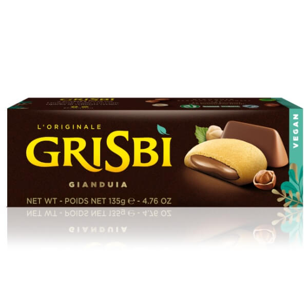 Vicenzi GRISBI Vegane Mürbeteigkekse mit Gianduia Cremefüllung in der 135g Verpackung