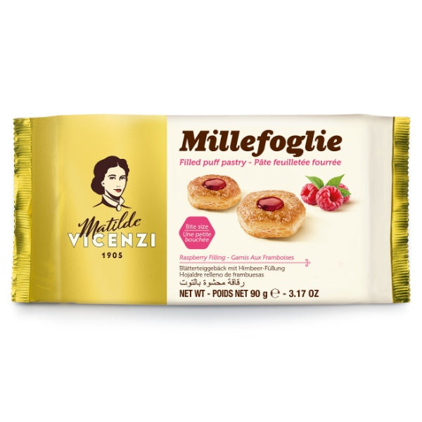 Vicenzi Millefoglie Blätterteig-Häppchen Himbeere in der 90g Verpackung